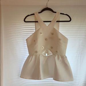 Endless rose sequin appliqué peplum top - NWOT